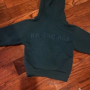 Balenciaga Authentic Kids Dark Green Logo Hoodie